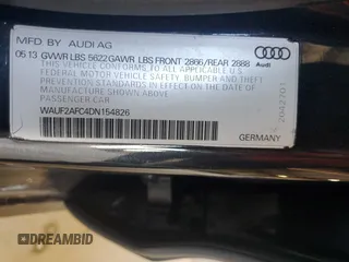 2013 Audi S6 Prestige with VIN WAUF2AFC4DN154826, listed as a Copart auction lot 72783754 with 67,582 mi miles and Salvage Title. Bid and sale history available at carsss.com. Image 12.