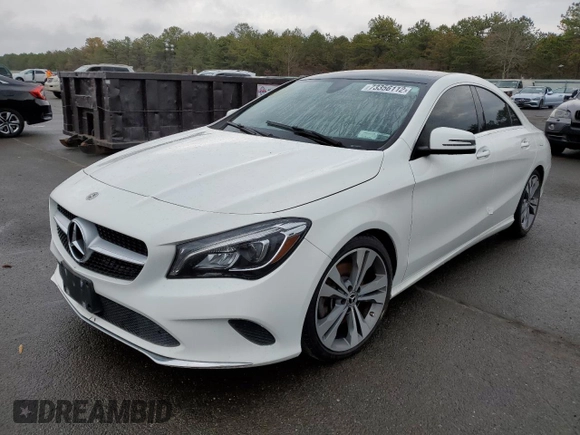 2019 Mercedes-Benz CLA with VIN WDDSJ4GB9KN771301, listed as a Copart auction lot 73356112 with 39,796 mi miles. Bid and sale history available at carsss.com. Image 1.