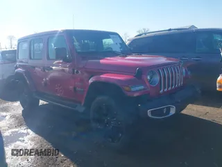 2021 Jeep Wrangler Unlimited Sahara with VIN 1C4JJXP63MW863995, listed as a IAAI auction lot 42037221 with 41,308 mi miles and . Bid and sale history available at DreamBid. Image 1.