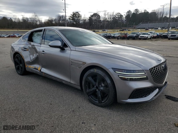 2023 Genesis G80 3.5T Sport with VIN KMTGB4SD6PU185868, listed as a Copart auction lot 39328284 with 9,260 mi miles. Bid and sale history available at carsss.com. Image 4.