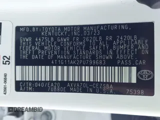2023 Toyota Camry SE with VIN 4T1G11AK2PU799683, listed as a IAAI auction lot 41969271 with 32,332 mi miles and . Bid and sale history available at DreamBid. Image 9.