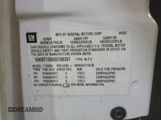 2003 GMC Envoy SLE z VIN 1GKDT13S632156357, wystawiony jako Copart lot #41398035 z przebiegiem 160 338 mil mil oraz Szkoda całkowita • Salvage title. Historia ofert i sprzedaży dostępna na DreamBid. Obrazek 13.