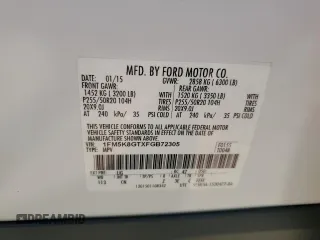2015 Ford Explorer Sport z VIN 1FM5K8GTXFGB72305, wystawiony jako Copart lot #59307095 z przebiegiem 196 689 mil mil oraz Szkoda całkowita • Salvage title. Historia ofert i sprzedaży dostępna na DreamBid. Obrazek 13.