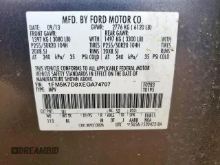 2014 Ford Explorer XLT with VIN 1FM5K7D8XEGA74707, listed as a Copart auction lot 57783975 with 172,564 mi miles and Salvage title. Bid and sale history available at DreamBid. Image 13.