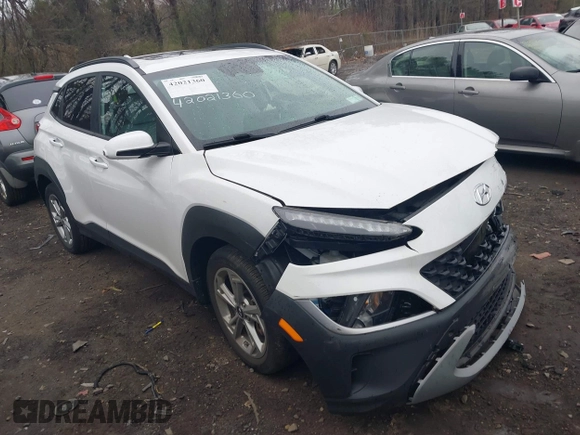 2022 Hyundai Kona SEL with VIN KM8K3CAB2NU858308, listed as a IAAI auction lot 42021360 with 17,894 mi miles and . Bid and sale history available at DreamBid. Image 1.