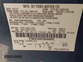 2018 Ford Flex Limited with VIN 2FMGK5D82JBA00003, listed as a IAAI auction lot 41853496 with 43,105 mi miles. Bid and sale history available at carsss.com. Image 9.