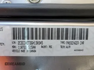 2016 Chrysler 300 with VIN 2C3CCAET3GH130345, listed as a Copart auction lot 79904784 with 38,541 mi miles and Salvage Title. Bid and sale history available at carsss.com. Image 13.