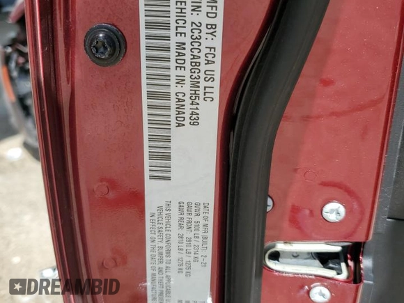 2021 Chrysler 300 S с VIN 2C3CCABG3MH541439, выставлен на аукционе Copart как лот 68441024 с пробегом 63 279 миль миль и Списание • Salvage title. История ставок и продаж доступна на DreamBid. Изображение 12.