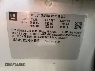 2015 Cadillac CTS RWD z VIN 1G6AP5SX0F0144019, wystawiony jako Copart lot #51157145 z przebiegiem 112 116 mil mil oraz Szkody całkowita. Historia ofert i sprzedaży dostępna na DreamBid. Obrazek 14.