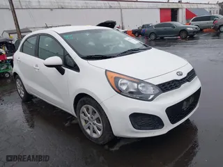 2012 Kia Rio LX with VIN KNADM5A3XC6017625, listed as a IAAI auction lot 41593634 with 129,814 mi miles. Bid and sale history available at carsss.com. Image 1.