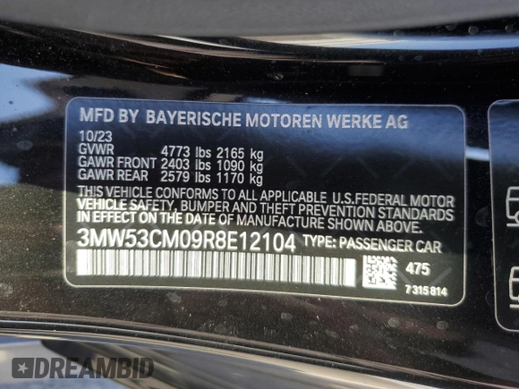 2024 BMW 2 Series M240i xDrive with VIN 3MW53CM09R8E12104, listed as a Copart auction lot 73039784 with 10,543 mi miles and Salvage Title. Bid and sale history available at carsss.com. Image 12.