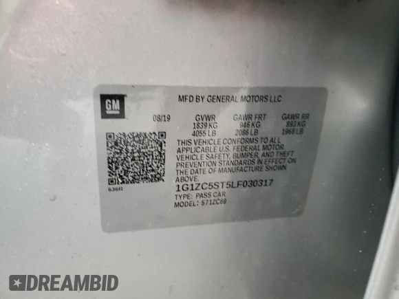 2020 Chevrolet Malibu LS with VIN 1G1ZC5ST5LF030317, listed as a Copart auction lot 49772795 with 124,998 mi miles and Salvage Title. Bid and sale history available at DreamBid. Image 13.