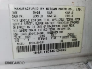2004 Nissan Altima S with VIN 1N4AL11D14C124940, listed as a Copart auction lot 49412805 with 208,058 mi miles and Salvage Title. Bid and sale history available at carsss.com. Image 12.