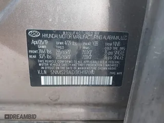 2019 Hyundai Santa Fe SE with VIN 5NMS23AD3KH117001, listed as a IAAI auction lot 41898888 with 108,418 mi miles. Bid and sale history available at carsss.com. Image 9.