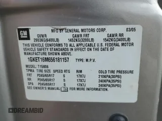 2005 GMC Envoy SLT with VIN 1GKET16M656181157, listed as a Copart auction lot 72980874 with 243,975 mi miles and Salvage Title. Bid and sale history available at DreamBid. Image 13.