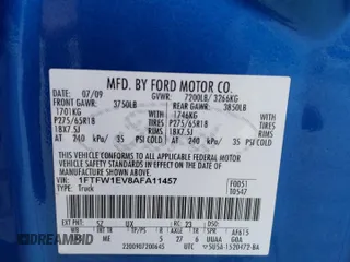 2010 Ford F-150 XL with VIN 1FTFW1EV8AFA11457, listed as a Copart auction lot 60961435 with 159,767 mi miles and Salvage title. Bid and sale history available at DreamBid. Image 12.