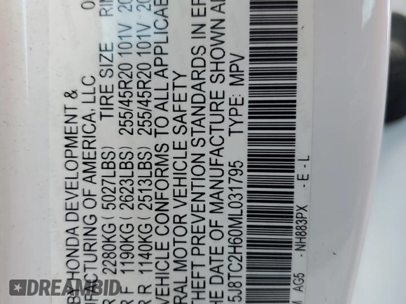 2021 Acura RDX w/A-Spec Package z VIN 5J8TC2H60ML031795, wystawiony jako Copart lot #59336385 z przebiegiem 81 351 mil mil oraz Szkoda całkowita • Salvage title. Historia ofert i sprzedaży dostępna na DreamBid. Obrazek 13.