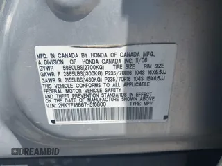 2007 Honda Pilot EX-L с VIN 2HKYF18667H516800, выставлен на аукционе IAAI как лот 42403766 с пробегом 254 600 миль миль и . История ставок и продаж доступна на DreamBid. Изображение 9.