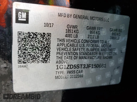 2018 Chevrolet Malibu LT with VIN 1G1ZD5ST3JF150661, listed as a Copart auction lot 51804205 with 59,593 mi miles and Clean Title. Bid and sale history available at carsss.com. Image 12.