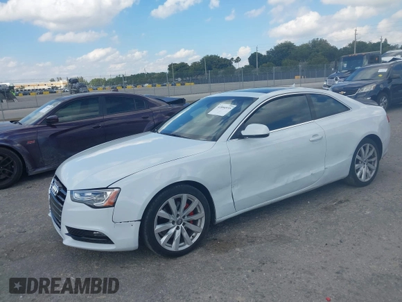 2013 Audi A5 Premium Plus z VIN WAULFAFR1DA056761, wystawiony jako IAAI lot #41894935 z przebiegiem 102 536 mil mil oraz . Historia ofert i sprzedaży dostępna na DreamBid. Obrazek 2.