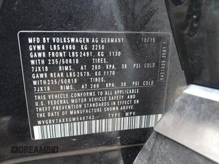 2016 Volkswagen Tiguan S с VIN WVGBV7AXXGW546743, выставлен на аукционе IAAI как лот 42234403 с пробегом 43 344 миль миль и . История ставок и продаж доступна на DreamBid. Изображение 9.
