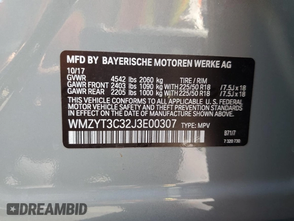 2018 MINI Countryman Cooper S with VIN WMZYT3C32J3E00307, listed as a Copart auction lot 62218445 with 41,652 mi miles and Salvage title. Bid and sale history available at DreamBid. Image 12.