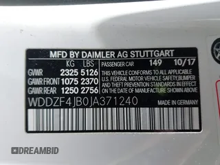 2018 Mercedes-Benz E 300 with VIN WDDZF4JB0JA371240, listed as a IAAI auction lot 42061937 with 66,167 mi miles and . Bid and sale history available at DreamBid. Image 9.