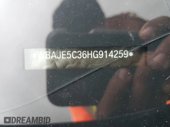2017 BMW 5 Series 540i с VIN WBAJE5C36HG914259, выставлен на аукционе Copart как лот 56613834 с пробегом Не указан миль и На запчасти • Non repairable. История ставок и продаж доступна на DreamBid. Изображение 13.