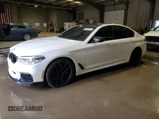 2018 BMW 5 Series M550i xDrive with VIN WBAJB9C5XJB035514, listed as a Copart auction lot 50045425 with 76,325 mi miles and Salvage Title. Bid and sale history available at carsss.com. Image 1.
