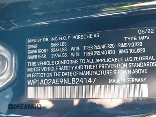 2022 Porsche Macan S с VIN WP1AG2A59NLB24147, выставлен на аукционе IAAI как лот 42357613 с пробегом 24 026 миль миль и . История ставок и продаж доступна на DreamBid. Изображение 9.