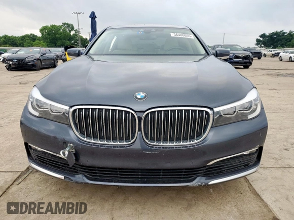 2018 BMW 7 Series 740i with VIN WBA7E2C50JG741970, listed as a Copart auction lot 56480695 with 53,740 mi miles and Salvage title. Bid and sale history available at DreamBid. Image 5.
