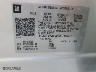 2019 Chevrolet Traverse Premier with VIN 1GNEVKKW6KJ154057, listed as a Copart auction lot 44326875 with 58,458 mi miles and Clean Title. Bid and sale history available at carsss.com. Image 15.