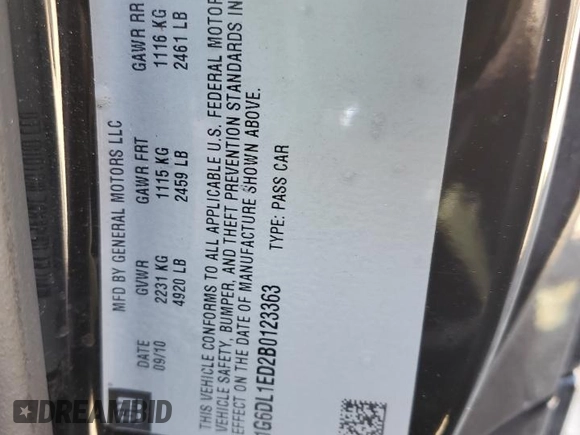 2011 Cadillac CTS Performance z VIN 1G6DL1ED2B0123363, wystawiony jako Copart lot #85114184 z przebiegiem 93 538 mil mil oraz Szkoda całkowita • Salvage title. Historia ofert i sprzedaży dostępna na DreamBid. Obrazek 14.