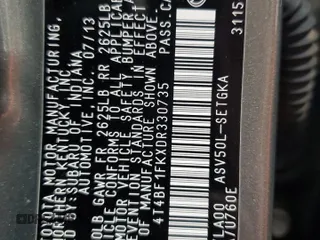 2013 Toyota Camry L with VIN 4T4BF1FKXDR330735, listed as a Copart auction lot 53990655 with 139,856 mi miles and Salvage Title. Bid and sale history available at carsss.com. Image 13.