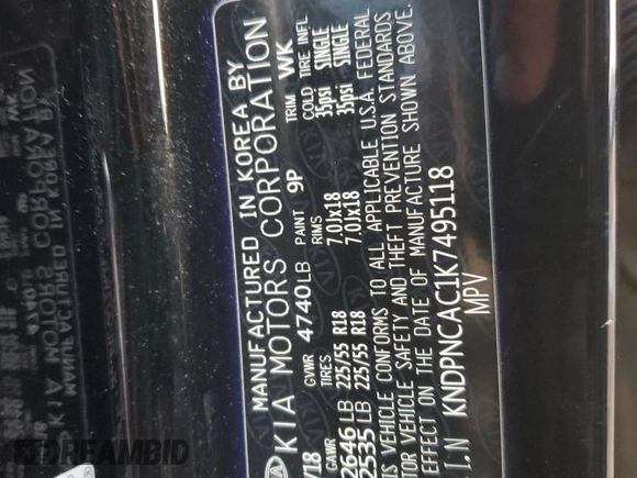 2019 Kia Sportage EX with VIN KNDPNCAC1K7495118, listed as a Copart auction lot 42792375 with 82,679 mi miles and Salvage Title. Bid and sale history available at carsss.com. Image 13.