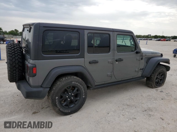 2021 Jeep Wrangler Unlimited Sport S with VIN 1C4HJXDG8MW576406, listed as a Copart auction lot 56369535 with 58,355 mi miles and Salvage title. Bid and sale history available at DreamBid. Image 3.