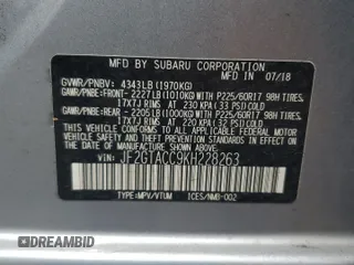 2019 Subaru Crosstrek Premium z VIN JF2GTACC9KH228263, wystawiony jako Copart lot #58004405 z przebiegiem 83 686 mil mil oraz Szkoda całkowita • Salvage title. Historia ofert i sprzedaży dostępna na DreamBid. Obrazek 12.