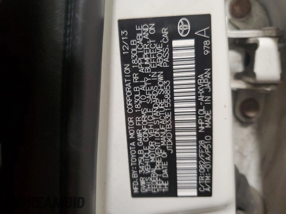 2014 Toyota Prius One z VIN JTDKDTB33E1558853, wystawiony jako Copart lot #57339425 z przebiegiem Nie podano mil oraz Nie do naprawy • Non repairable. Historia ofert i sprzedaży dostępna na DreamBid. Obrazek 12.