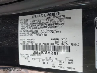 2008 Mercury Milan with VIN 3MEHM07Z68R656466, listed as a IAAI auction lot 41107064 with 217,619 mi miles. Bid and sale history available at carsss.com. Image 9.