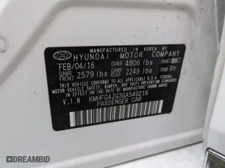 2016 Hyundai Azera with VIN KMHFG4JG3GA549216, listed as a Copart auction lot 75050064 with 0 mi miles and Salvage Title. Bid and sale history available at carsss.com. Image 13.