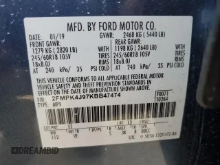 2019 Ford Edge SEL with VIN 2FMPK4J97KBB47474, listed as a Copart auction lot 52190325 with 80,520 mi miles and Salvage title. Bid and sale history available at DreamBid. Image 13.