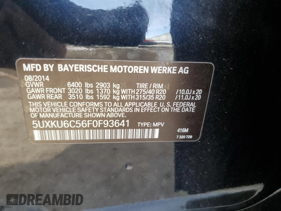 2015 BMW X6 xDrive50i with VIN 5UXKU6C56F0F93641, listed as a Copart auction lot 77233553 with 71,409 mi miles. Bid and sale history available at carsss.com. Image 13.