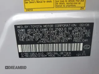 2008 Lexus GS 350 with VIN JTHCE96S980017417, listed as a Copart auction lot 71575074 with 157,336 mi miles and Salvage Title. Bid and sale history available at carsss.com. Image 13.