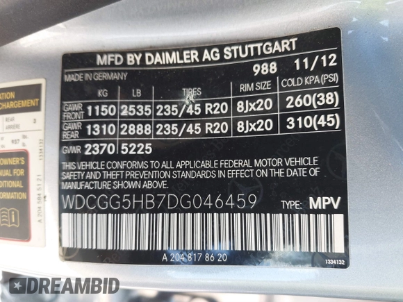 2013 Mercedes-Benz GLK 350 z VIN WDCGG5HB7DG046459, wystawiony jako IAAI lot #41643710 z przebiegiem 63 000 mil mil oraz . Historia ofert i sprzedaży dostępna na DreamBid. Obrazek 9.