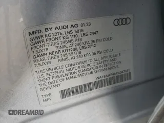 2023 Audi A4 allroad Premium Plus with VIN WA18AAF46PA047631, listed as a Copart auction lot 78169174 with 17,133 mi miles and Salvage Title. Bid and sale history available at carsss.com. Image 14.