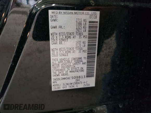 2019 Infiniti QX60 Luxe with VIN 5N1DL0MM5KC509813, listed as a Copart auction lot 55567265 with 152,622 mi miles and Clean Title. Bid and sale history available at DreamBid. Image 13.