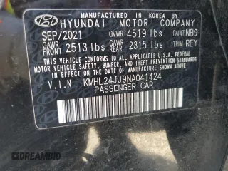 2022 Hyundai Sonata Hybrid Blue with VIN KMHL24JJ9NA041424, listed as a Copart auction lot 70693204 with 32,689 mi miles and Salvage Title. Bid and sale history available at carsss.com. Image 14.