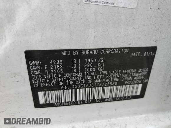 2019 Subaru Impreza Premium с VIN 4S3GTAD63K3725880, выставлен на аукционе Copart как лот 59520805 с пробегом 57 397 миль миль и Списание • Salvage title. История ставок и продаж доступна на DreamBid. Изображение 12.
