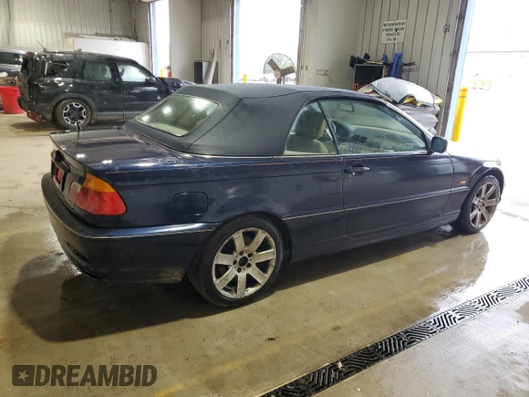 2001 BMW 3 Series 325Ci with VIN WBABS33471JY57525, listed as a Copart auction lot 56571955 with 190,163 mi miles and Salvage title. Bid and sale history available at DreamBid. Image 3.