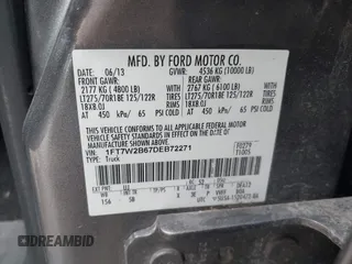 2013 Ford F-250 XL with VIN 1FT7W2B67DEB72271, listed as a IAAI auction lot 42480758 with 234,991 mi miles and . Bid and sale history available at DreamBid. Image 9.